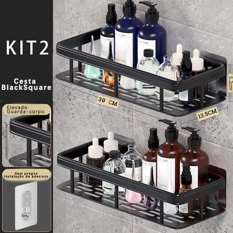 Kit Suporte de Shampoo – Prateleiras Premium sem Furo para Banheiro