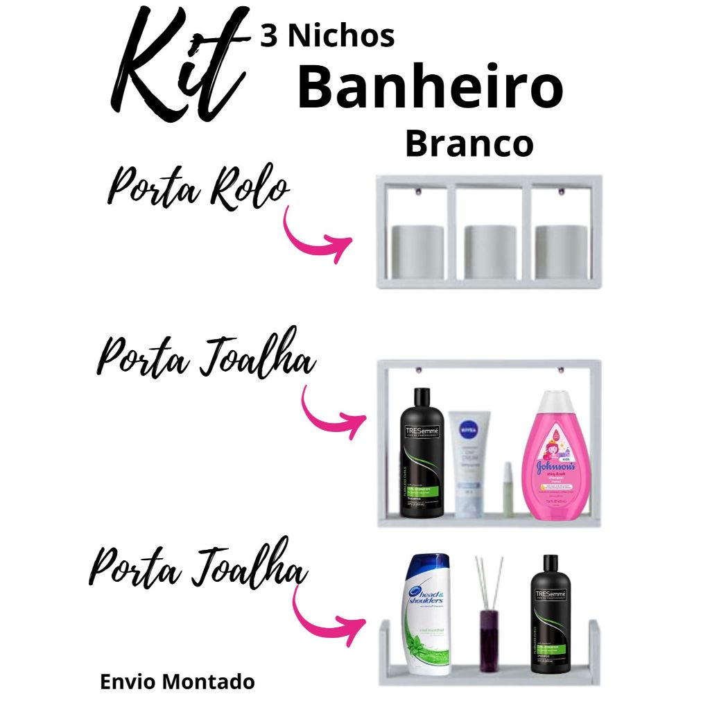 t 3 Nichos de Banheiro em MDF – Organização com Estilo