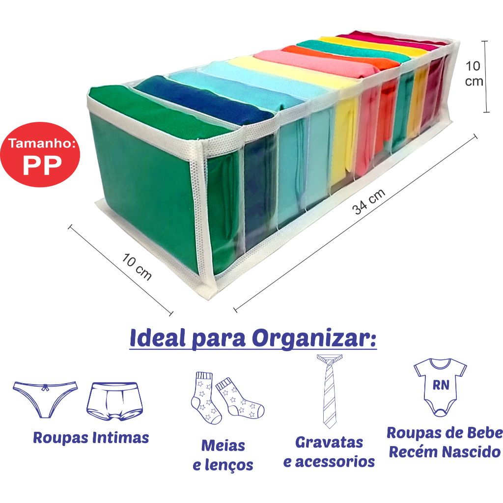 Colmeia Organizadora de Gavetas e Guarda-Roupas – Tamanhos PP, P, M e G