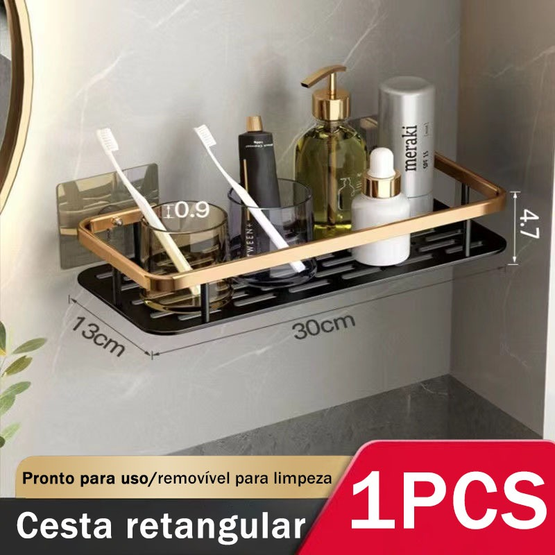 Kit Suporte de Shampoo – Prateleiras Premium sem Furo para Banheiro