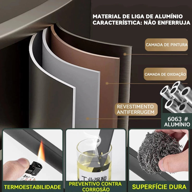 Suporte de Shampoo em Alumínio – Sem Furos e Antiferrugem para Banheiro