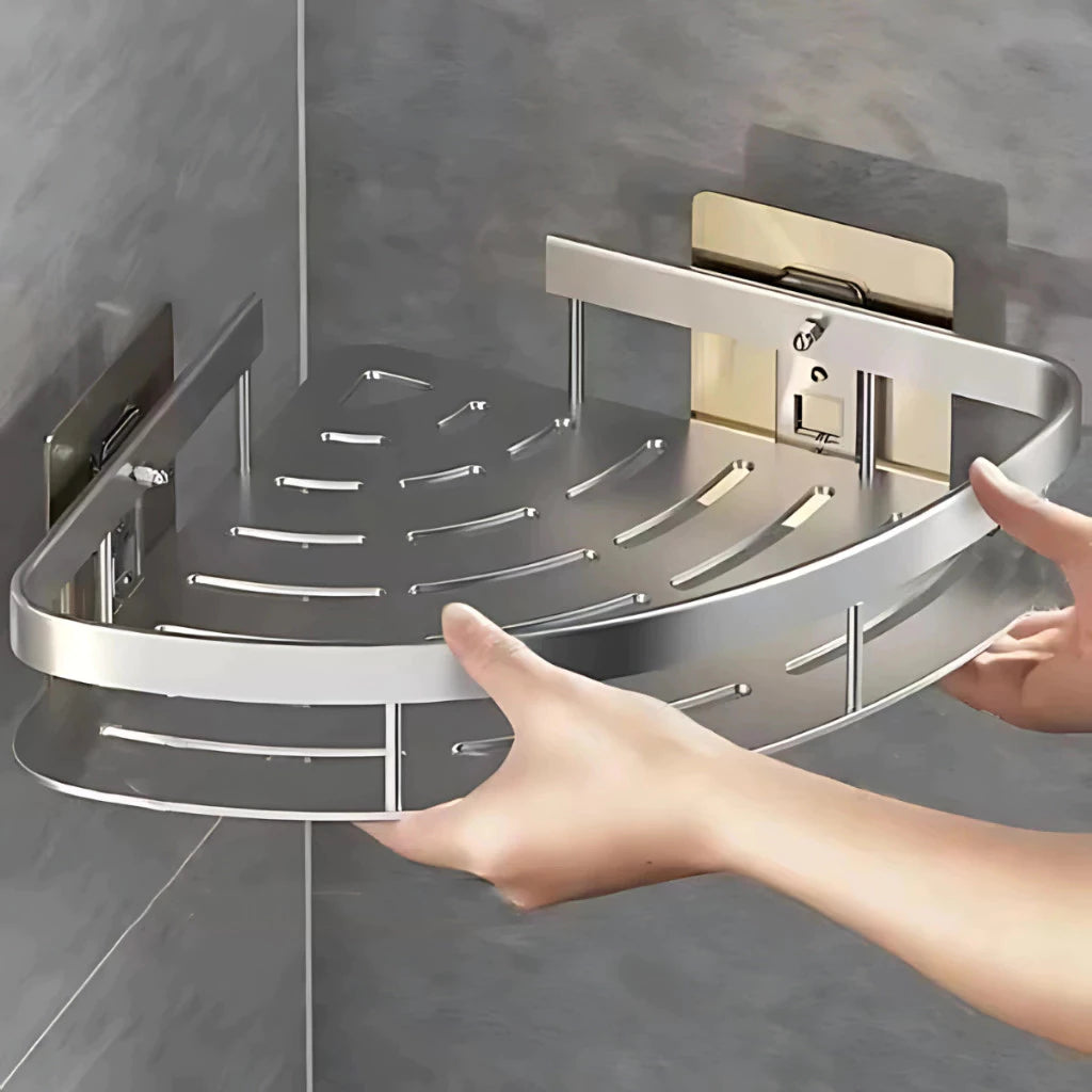 Suporte de Shampoo em Alumínio – Sem Furos e Antiferrugem para Banheiro