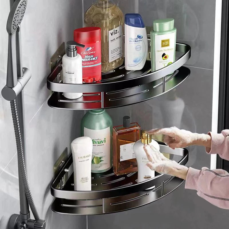 Suporte de Shampoo em Alumínio – Sem Furos e Antiferrugem para Banheiro