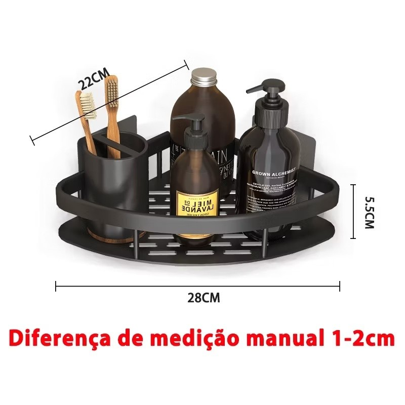 Suporte de Shampoo em Alumínio – Sem Furos e Antiferrugem para Banheiro